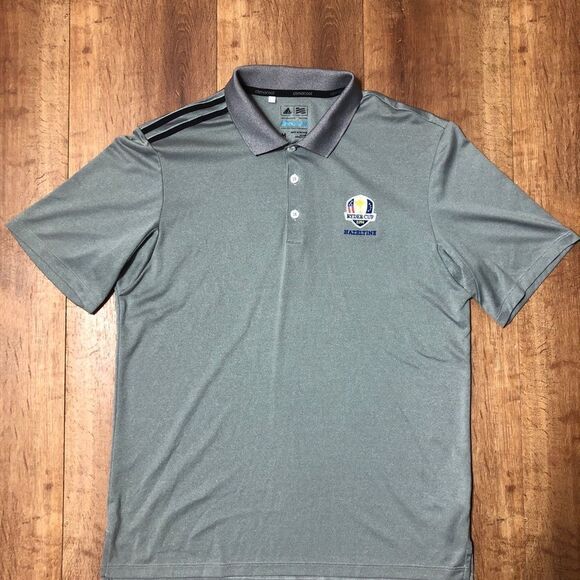Adidas Men's Medium Gray Short Sleeve 3/4 Button Collared Polo Shirt - Picture 1 of 8